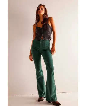 Jayde Cord Flare Pant Huntress Green