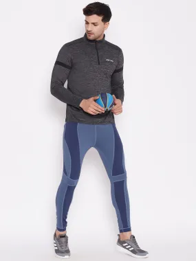 JUMP USA Men Blue Solid Rapid Dry Activewear Tights