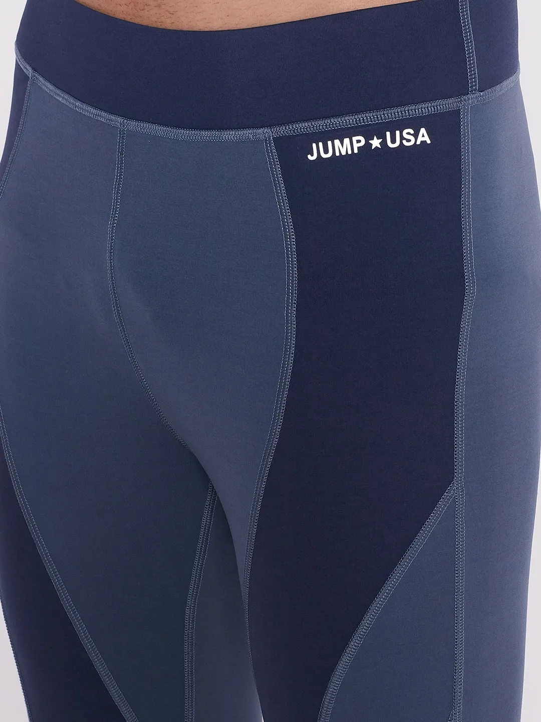 JUMP USA Men Blue Solid Rapid Dry Activewear Tights