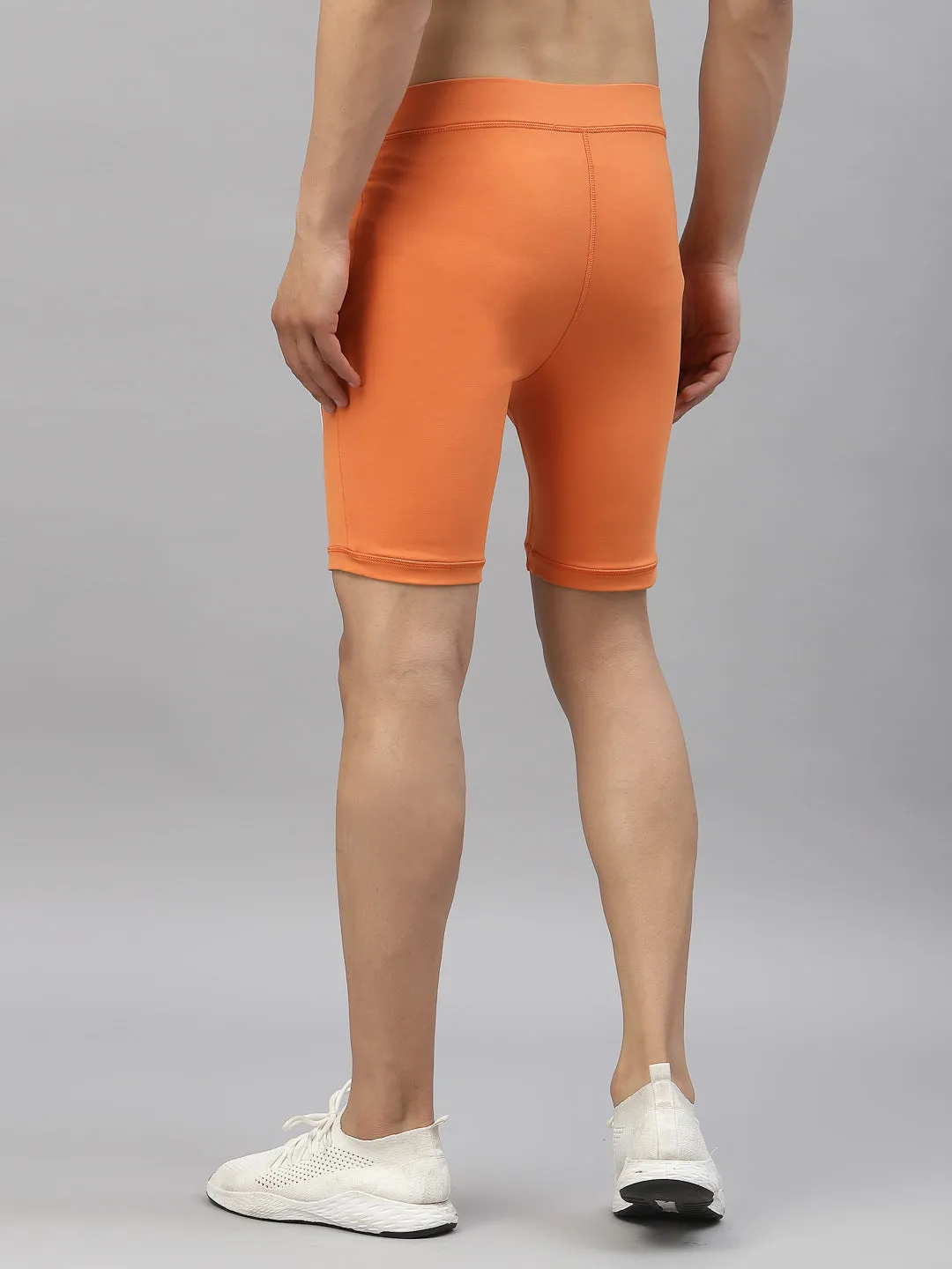 JUMP USA Men Orange Rapid Dry-Fit Solid Training Short Tights