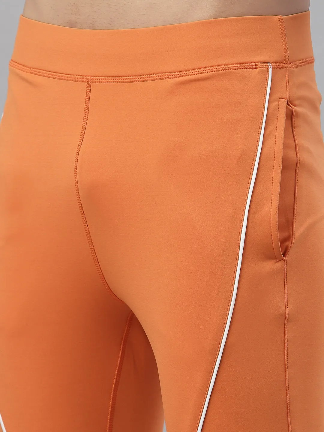 JUMP USA Men Orange Rapid Dry-Fit Solid Training Short Tights