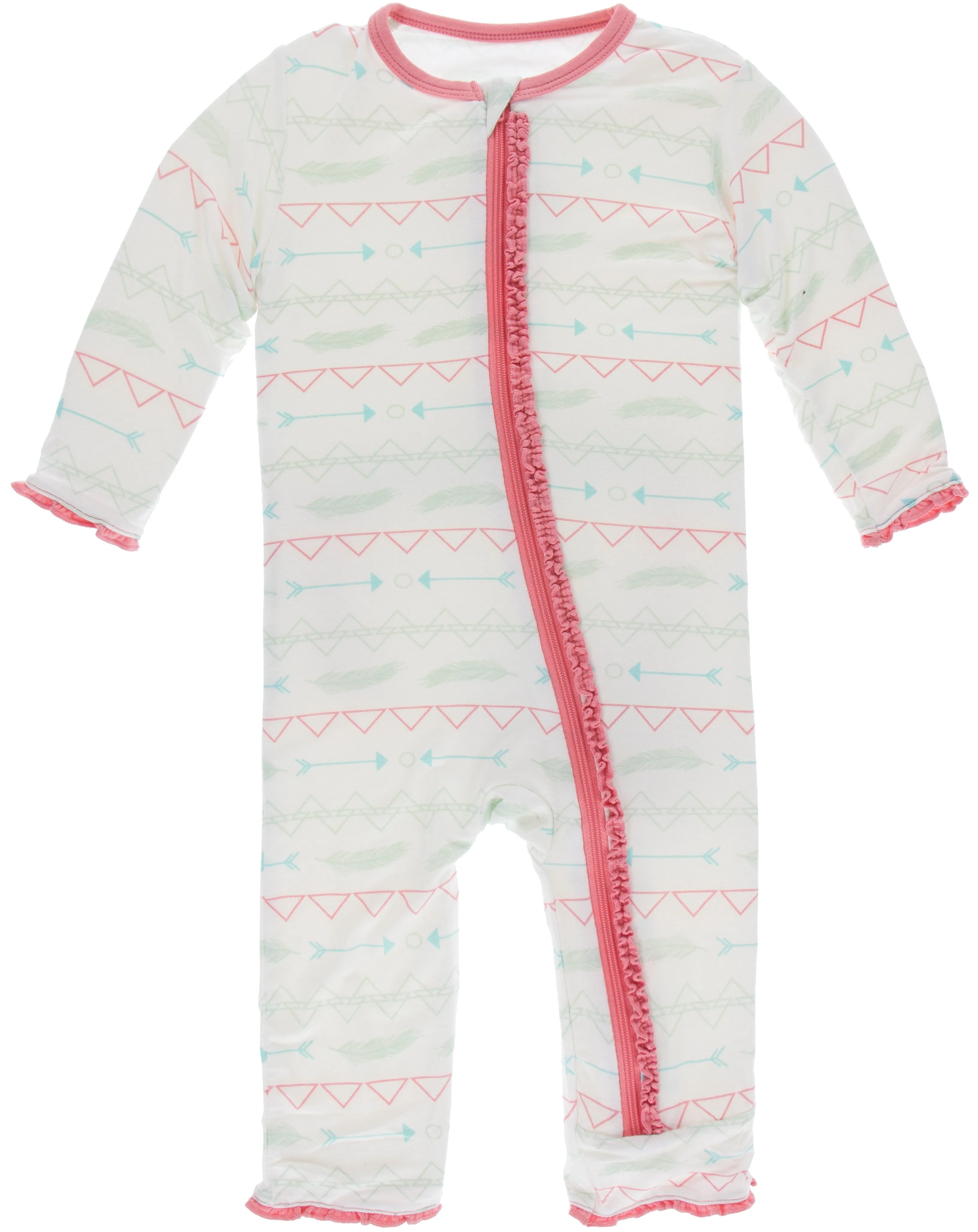 KicKee Pants Pistachio Southwest Muffin Ruffle Coverall with Zipper