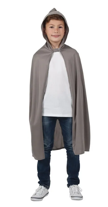 Kids Grey Wizard Hooded Cape Cloak Halloween Costume