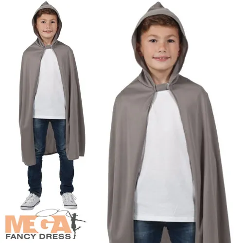 Kids Grey Wizard Hooded Cape Cloak Halloween Costume