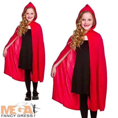 Kids Hooded Red Fairy Tale Cape Costume Accessory