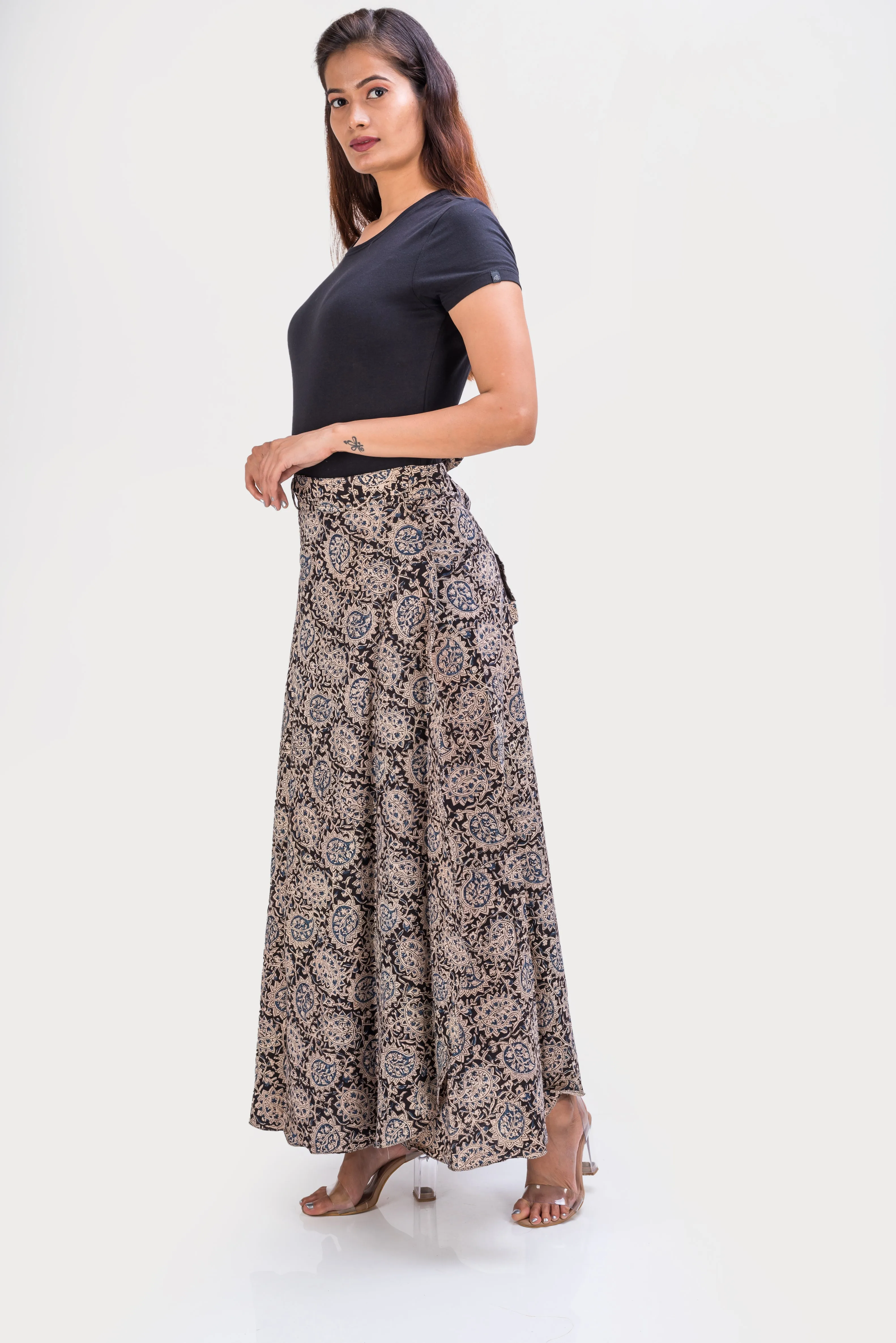 KK3001 "Wrap Skirt" - Blue Paisley