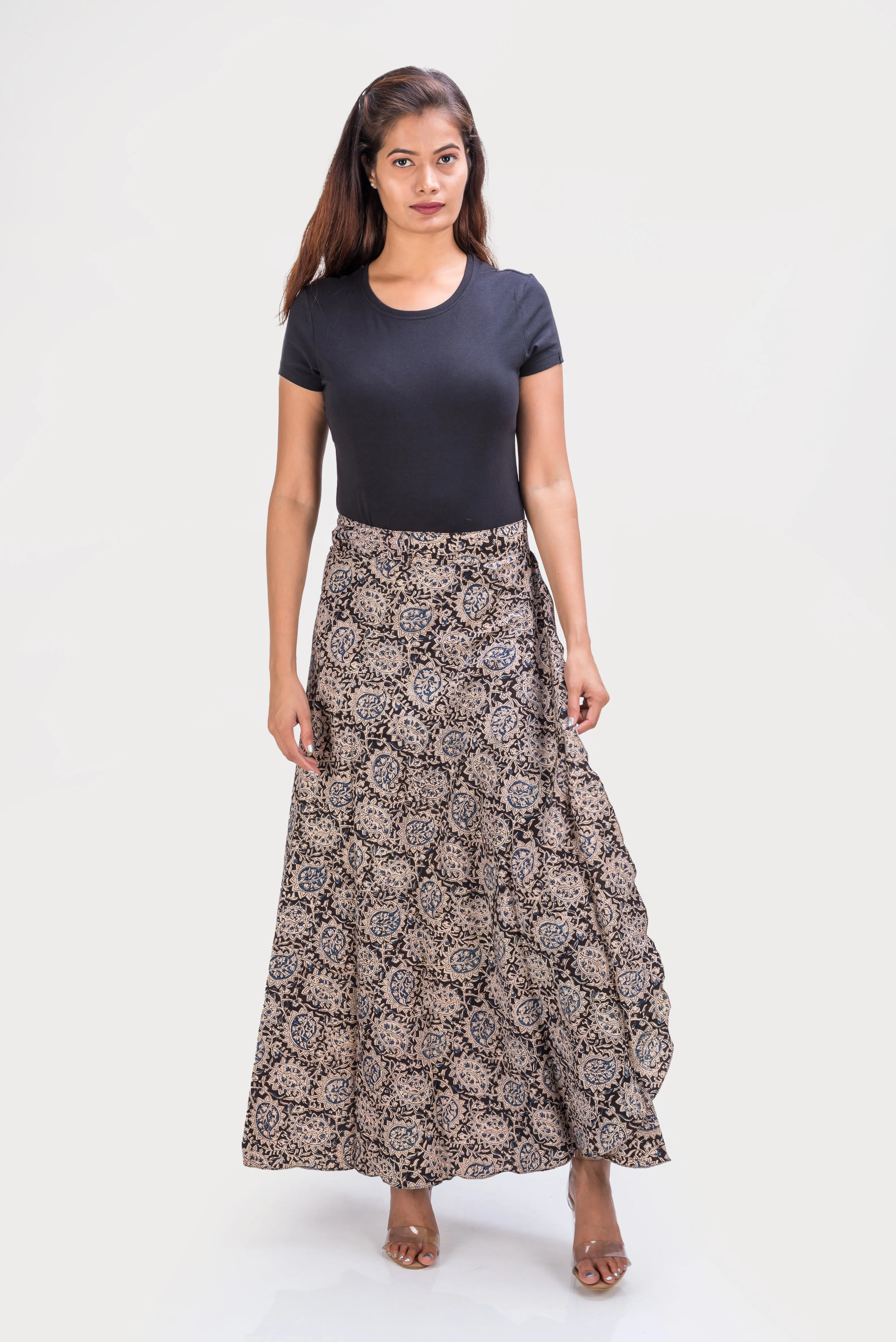 KK3001 "Wrap Skirt" - Blue Paisley