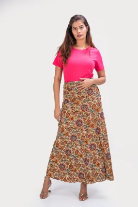 KK3003 Wrap Skirt-Flowers Beige