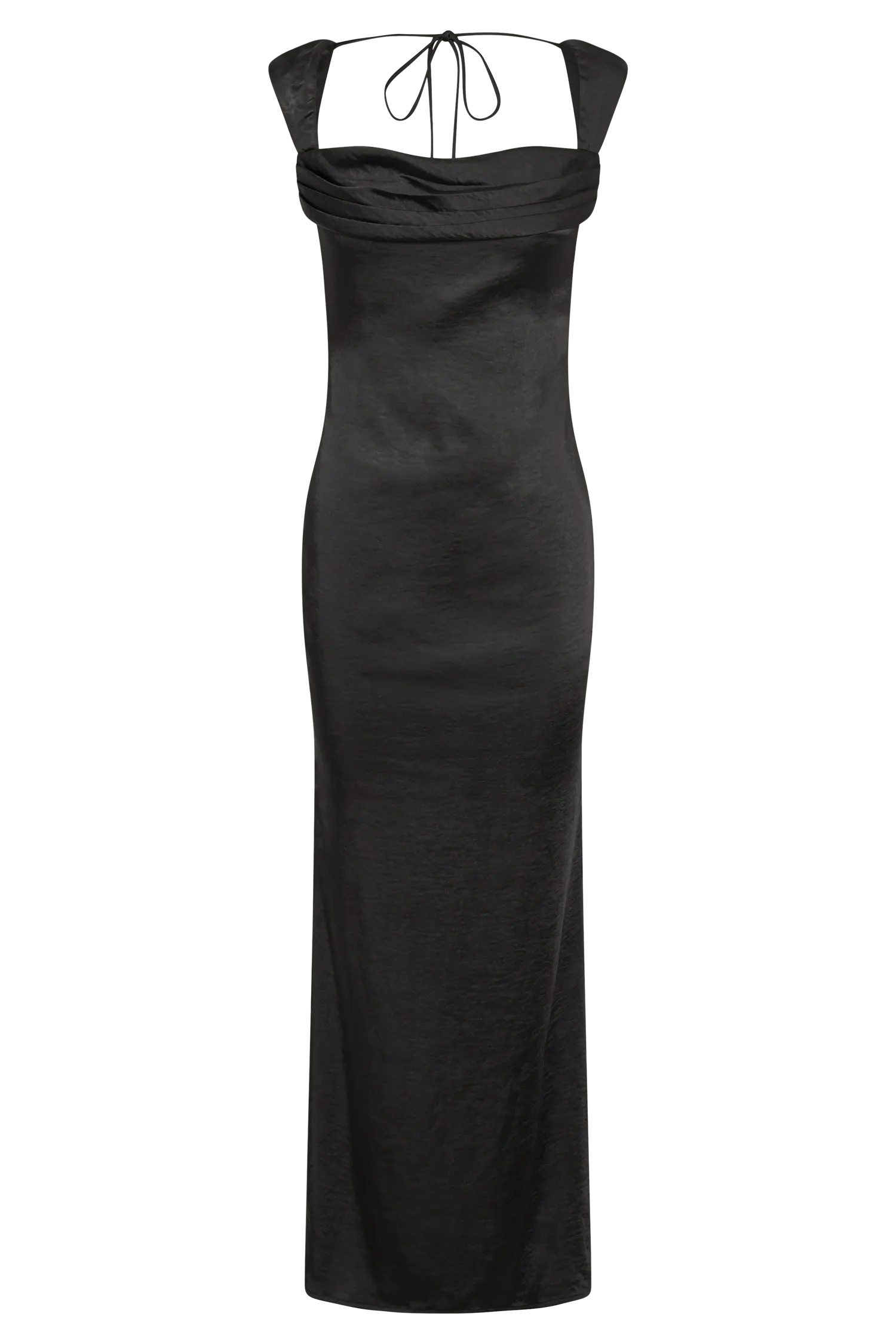 Lacey Backless Satin Maxi Dress - Black