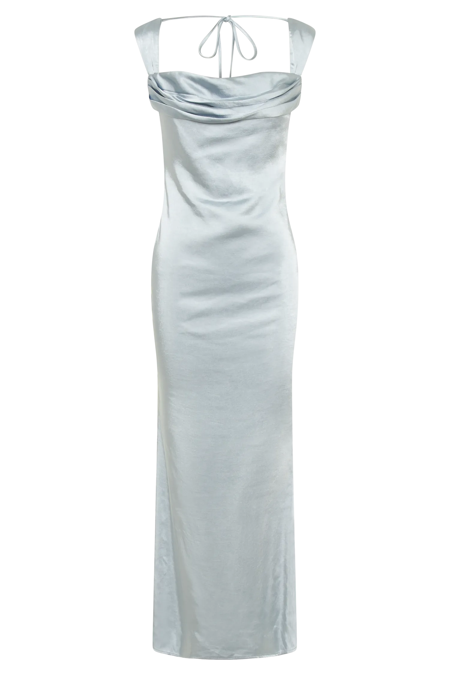 Lacey Backless Satin Maxi Dress - Ice Blue