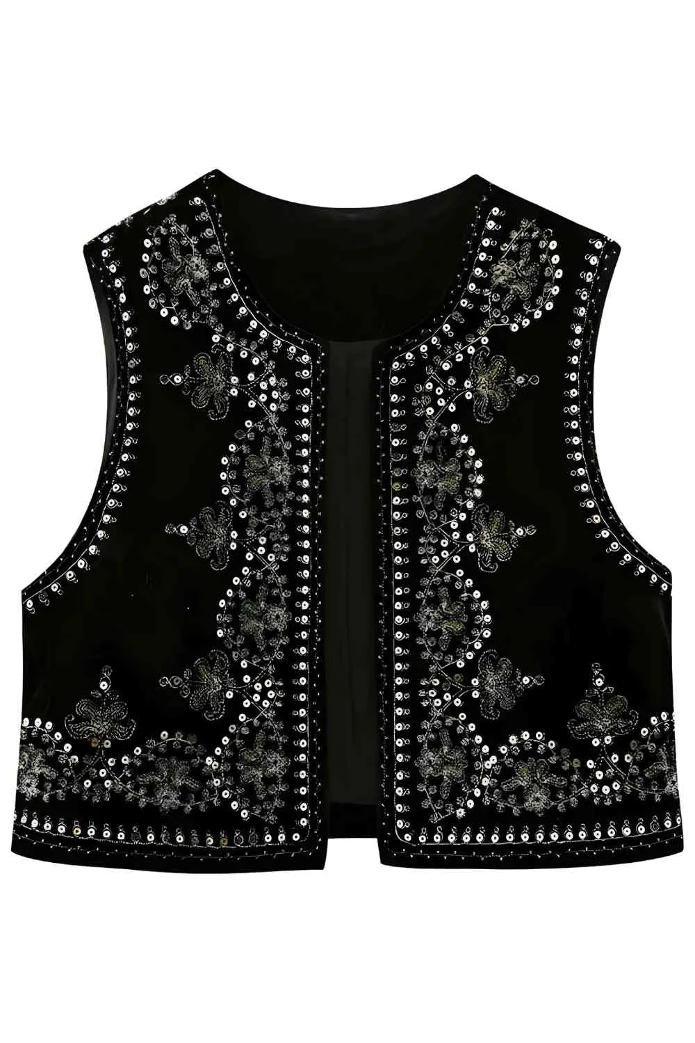 Ladies Embroidered Velvet Vest