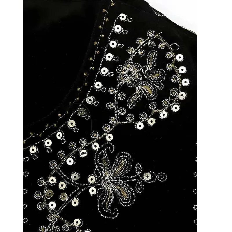 Ladies Embroidered Velvet Vest