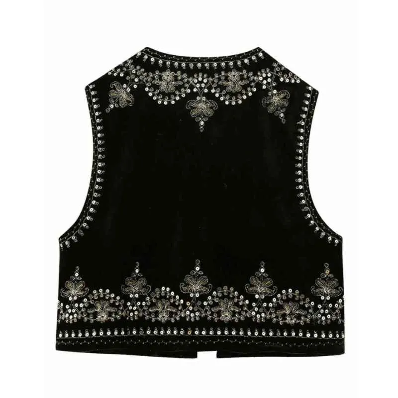 Ladies Embroidered Velvet Vest