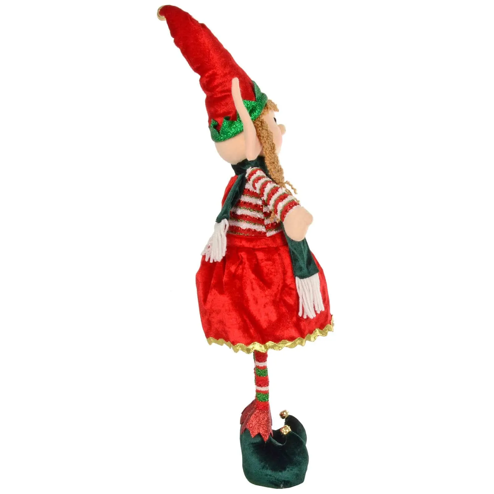 Large Christmas Elf Figure Standing Decoration Red Green 67cm