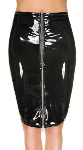 Latex Zip Up Pencil Skirt