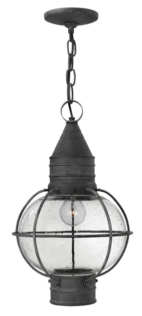 LED Hanging Lantern from the Cape Cod Collection in Aged Zinc Finish by Hinkley