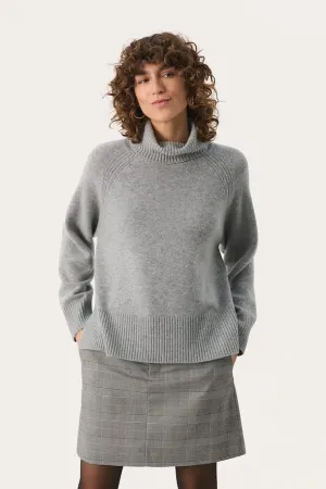 Leighton Polo Neck Sweater Melange Grey