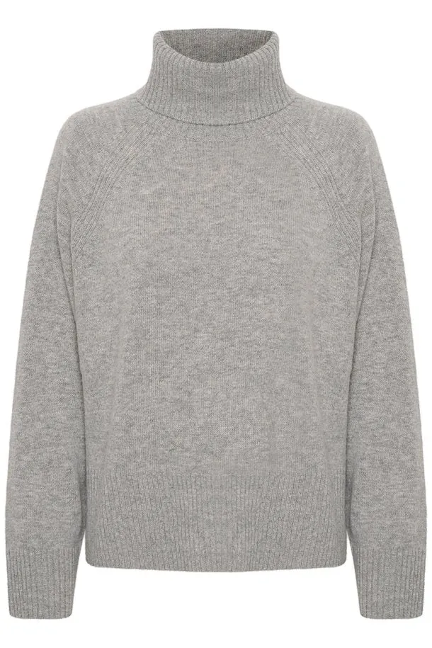 Leighton Polo Neck Sweater Melange Grey