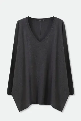 LENA LONG SLEEVE V-NECK PONCHO IN PIMA COTTON KNIT