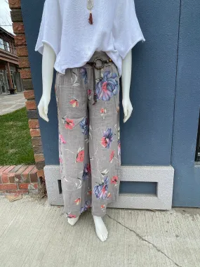 Linen Belted Floral Pants