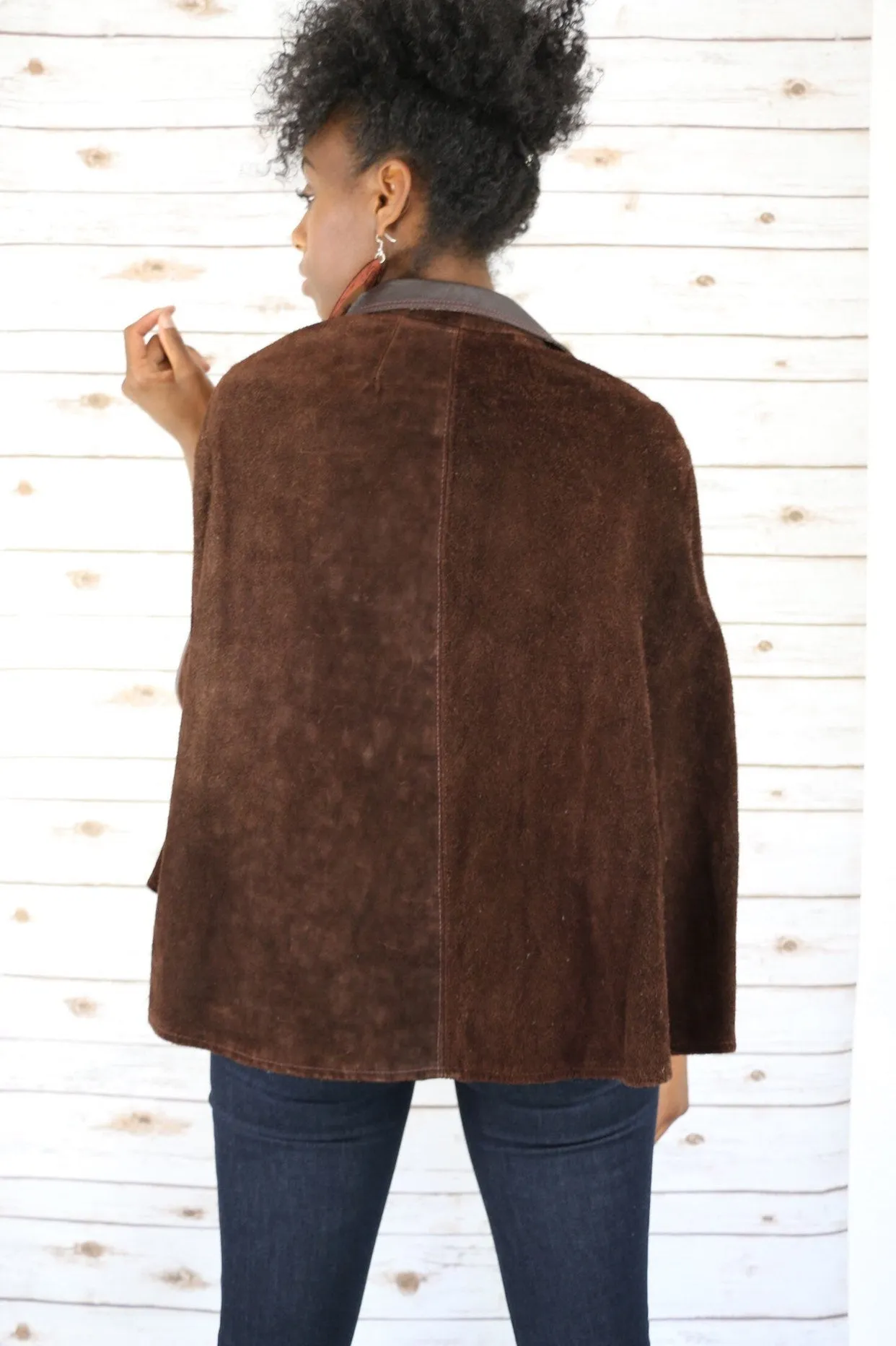 Live: 92 Suede and Leather Brown Vintage Cape