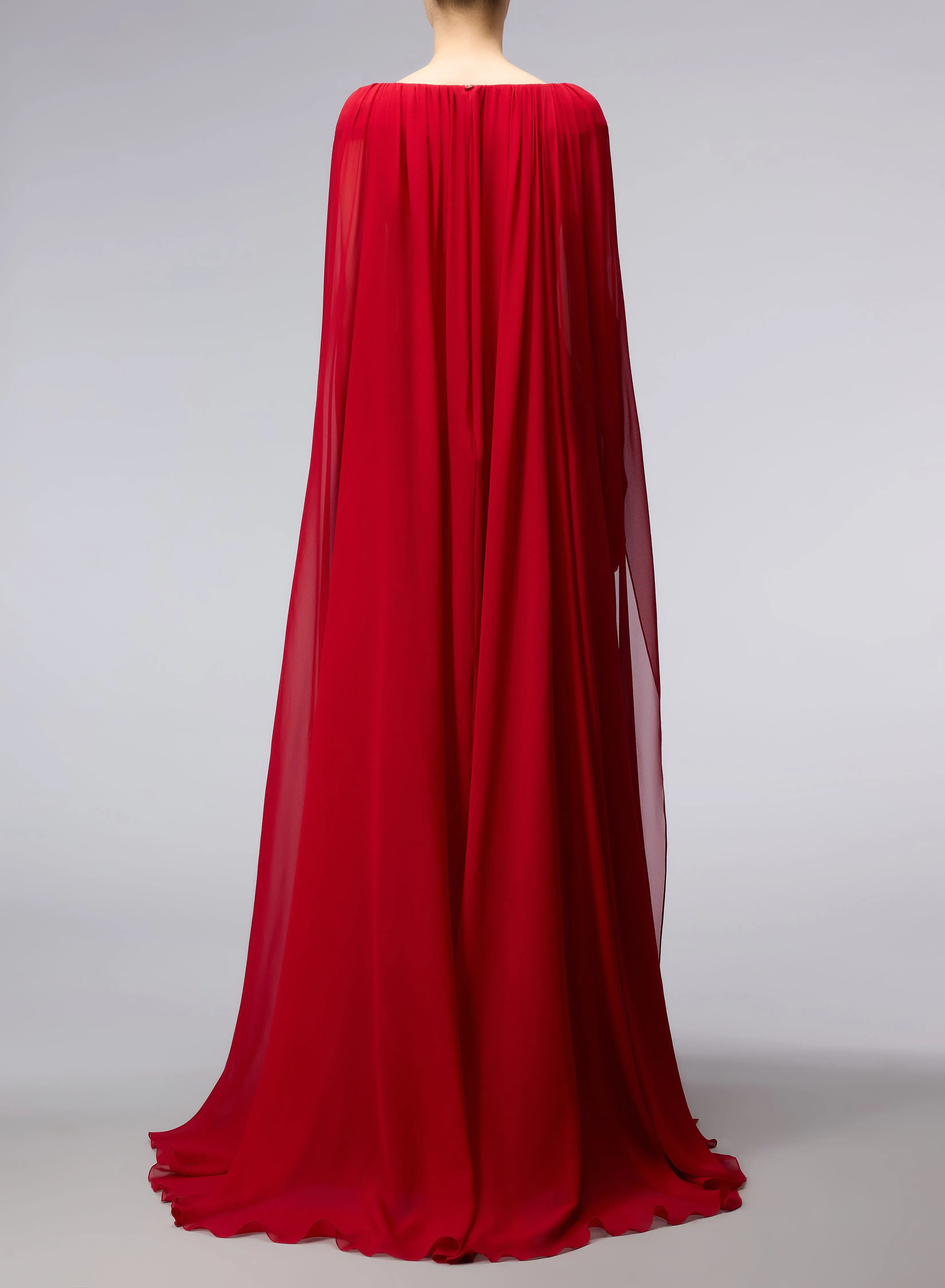 Long Silk Dress with Cape Sleeves