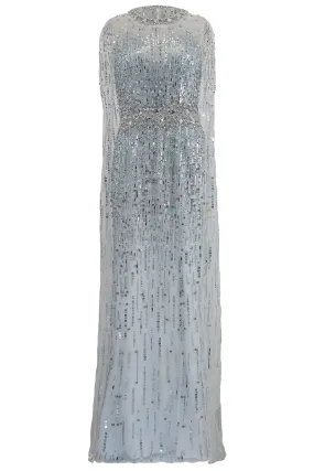 Lux Sequin Gown With Cape