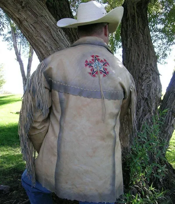 Maricopa Fringe Cream Leather Jacket Mens