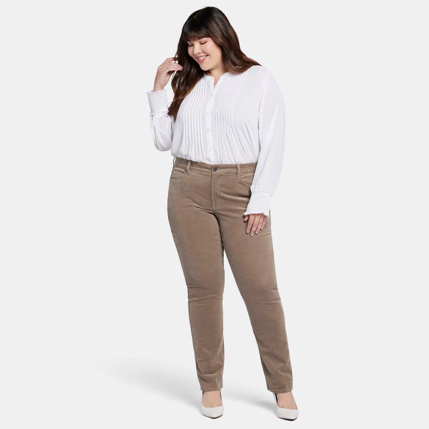 Marilyn Straight Pants In Plus Size - Saddlewood