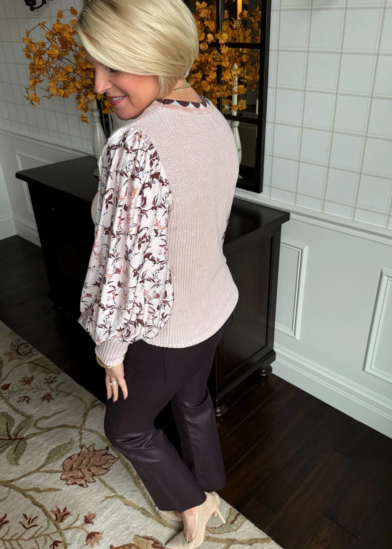 Mauve Juliette Sleeve Crew Neck Sweater