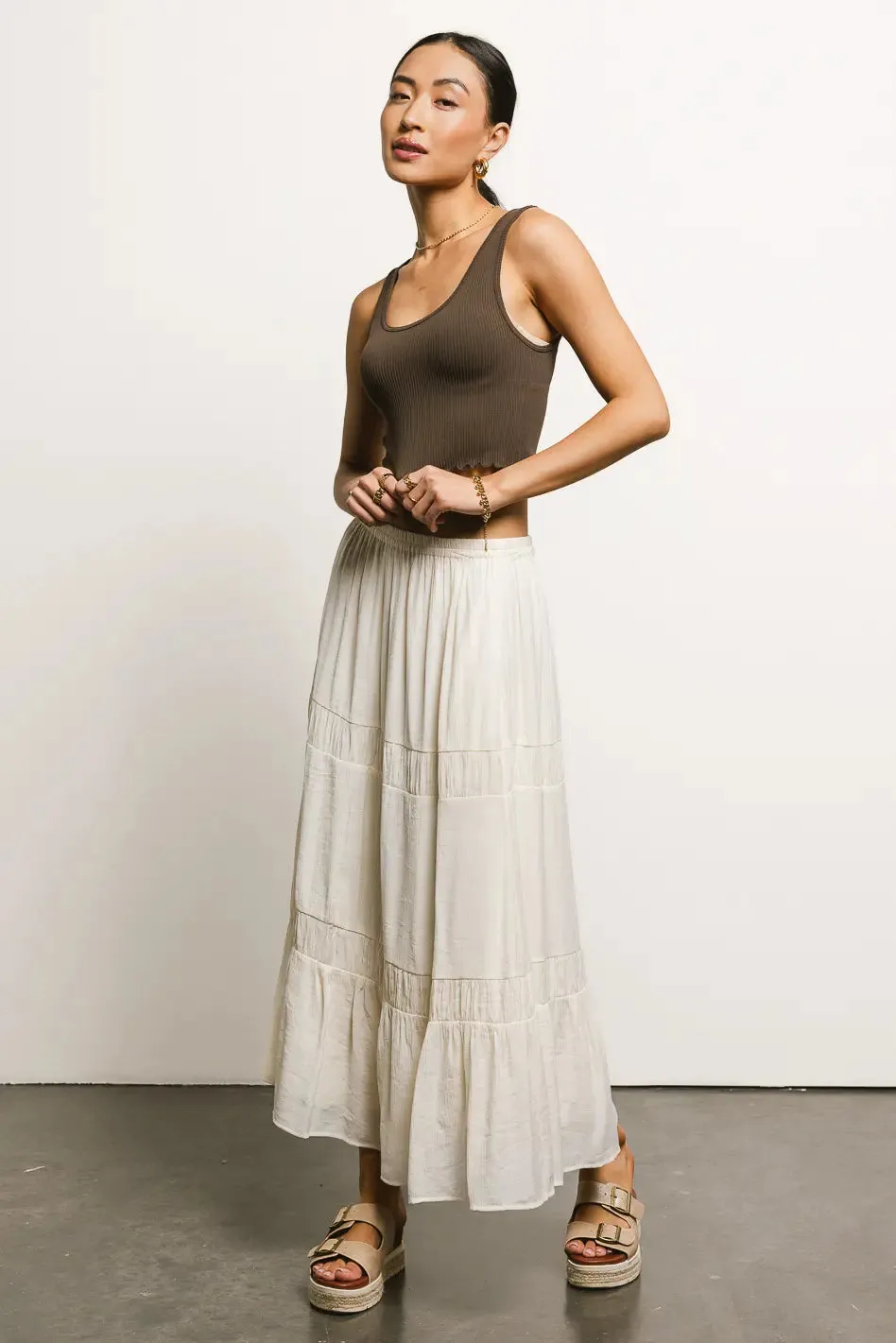 Mckenna Textured Skirt in Cream - FINAL SALE