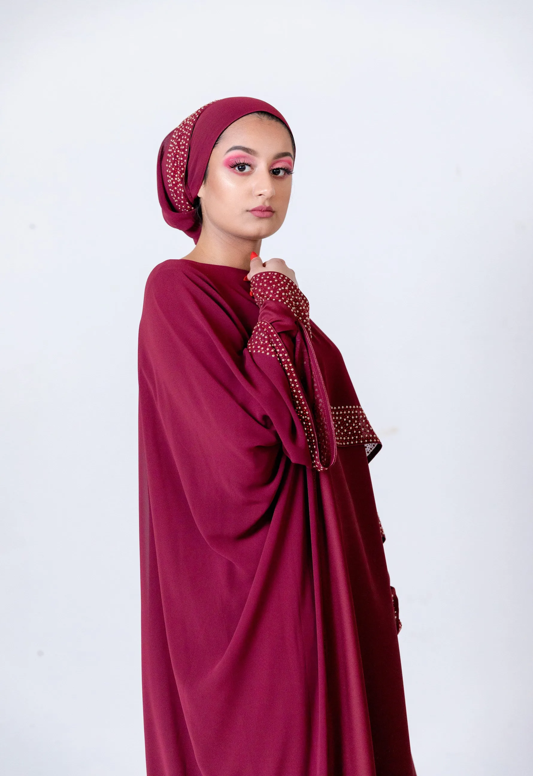 Mena Maroon Abaya