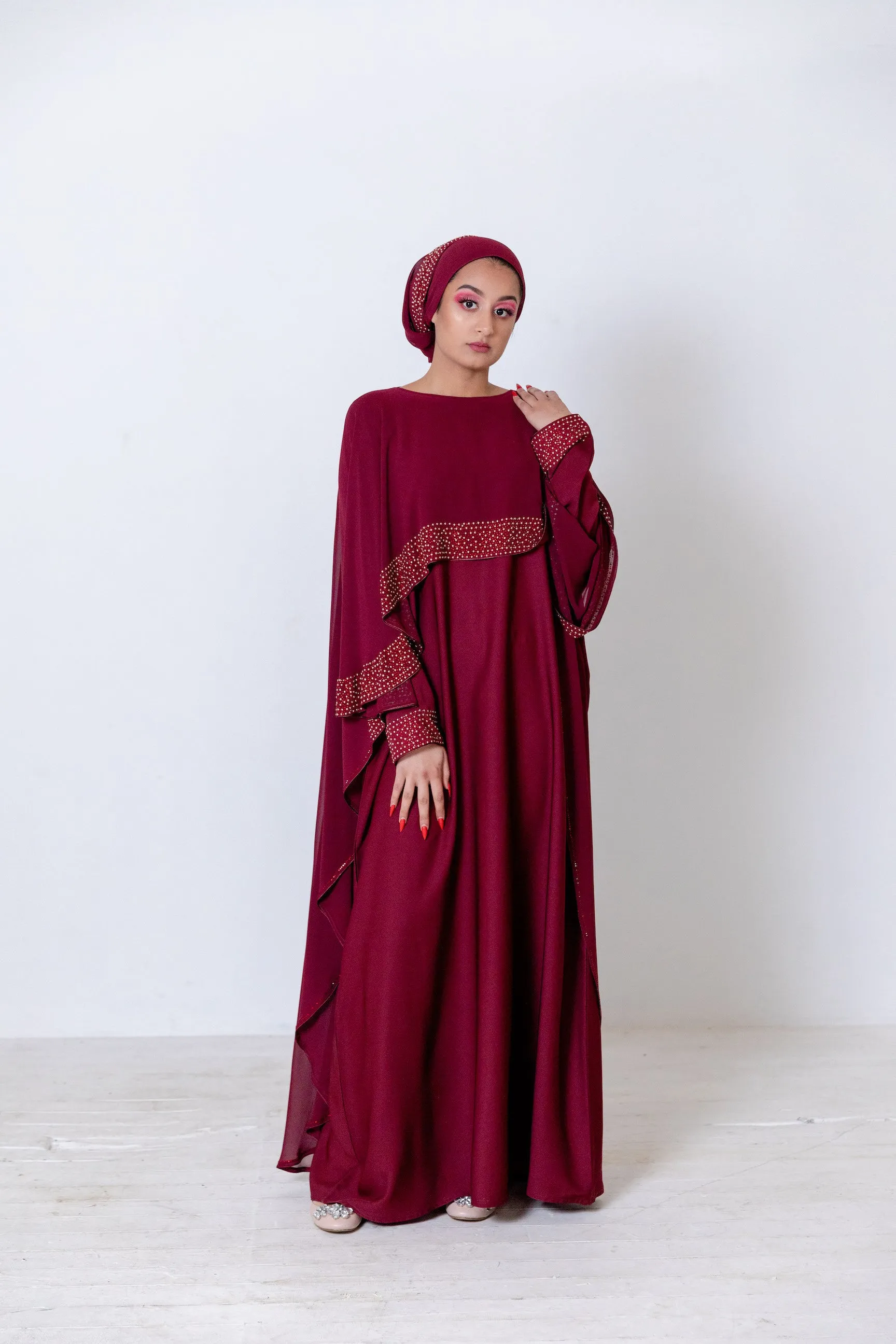 Mena Maroon Abaya