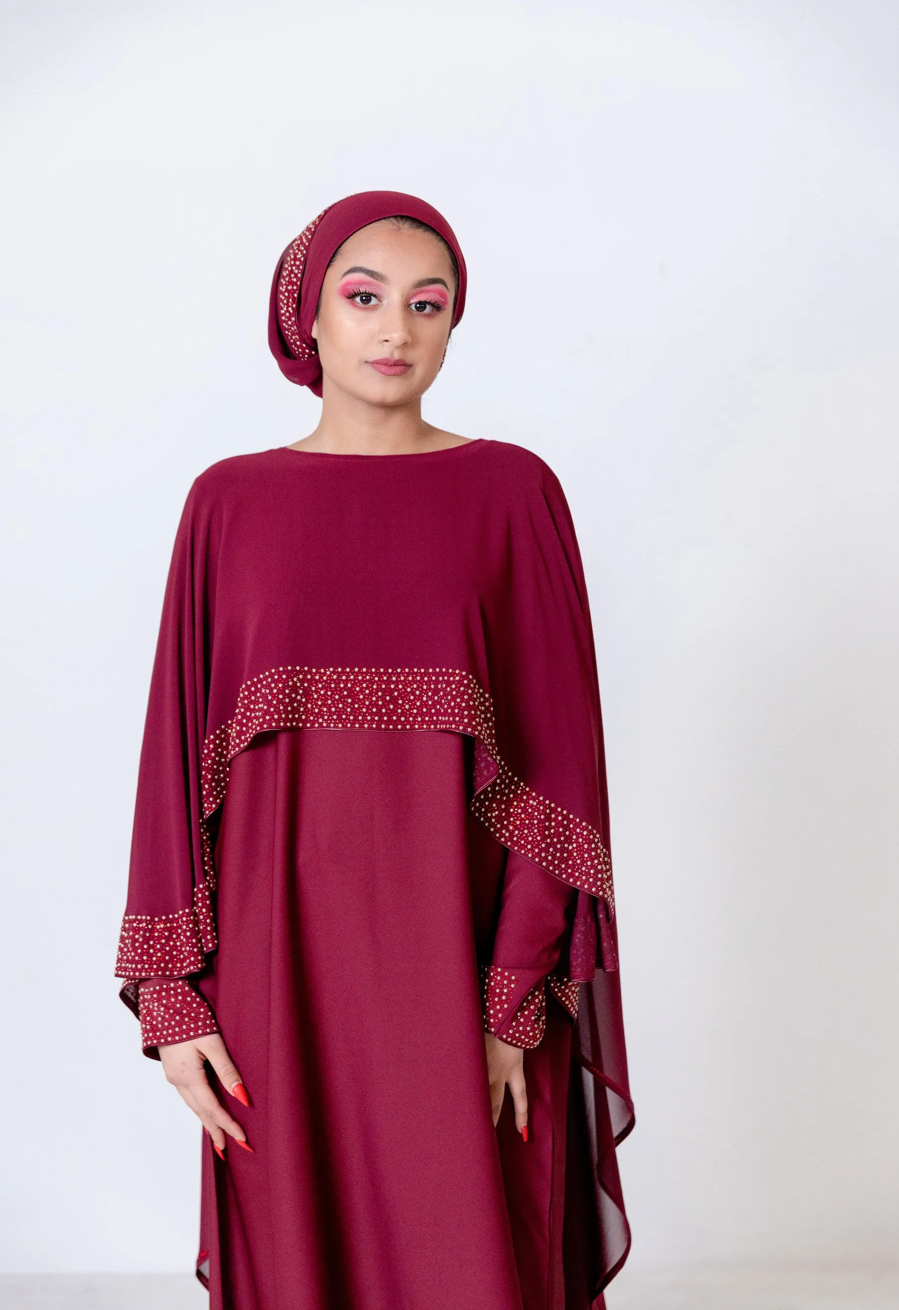 Mena Maroon Abaya