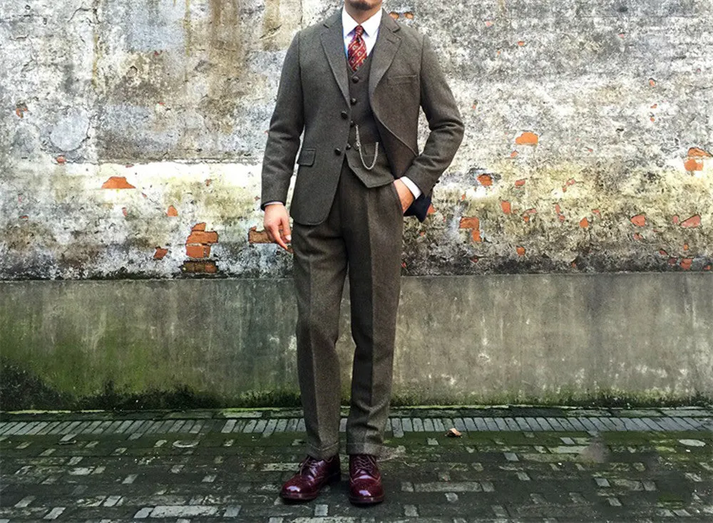 Men's 1920s Herringbone Tweed Pants