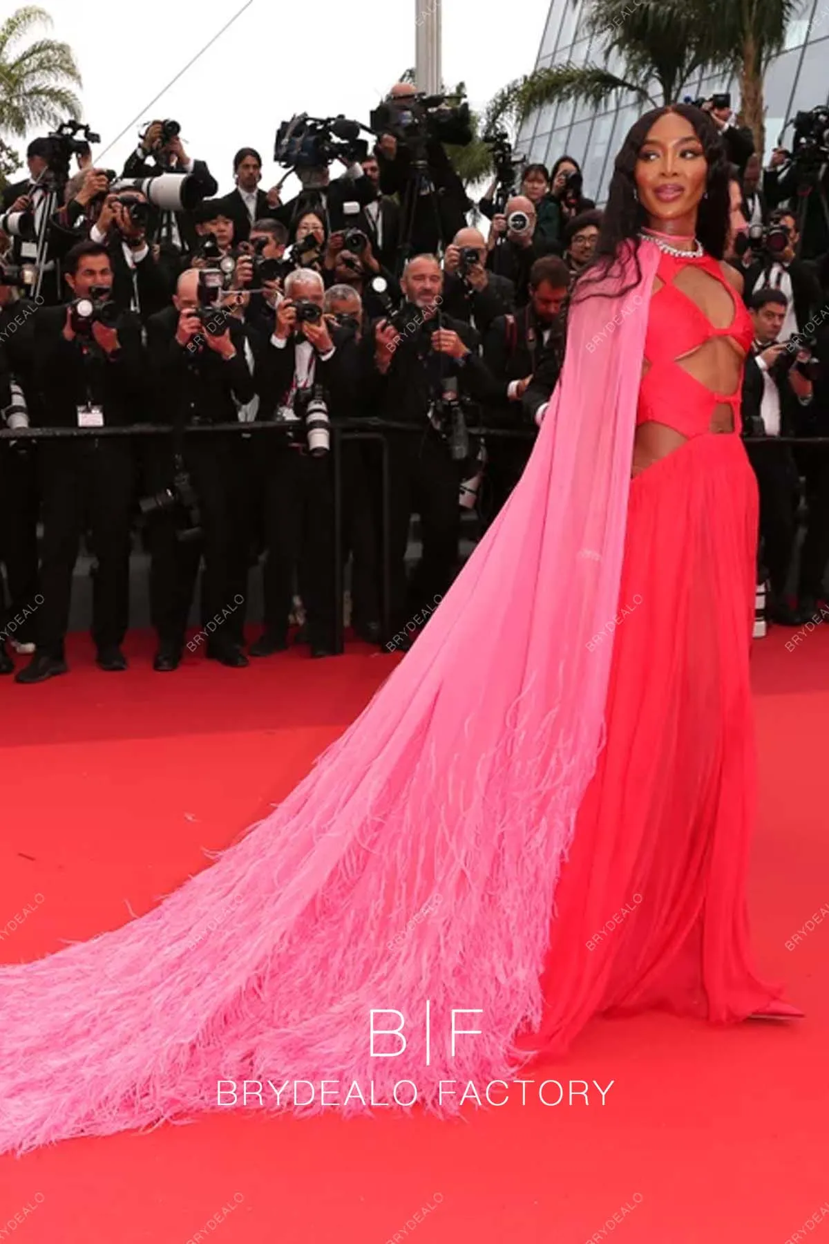 Naomi Campbell 2023 Cannes Film Festival Red Cutouts Long Dress