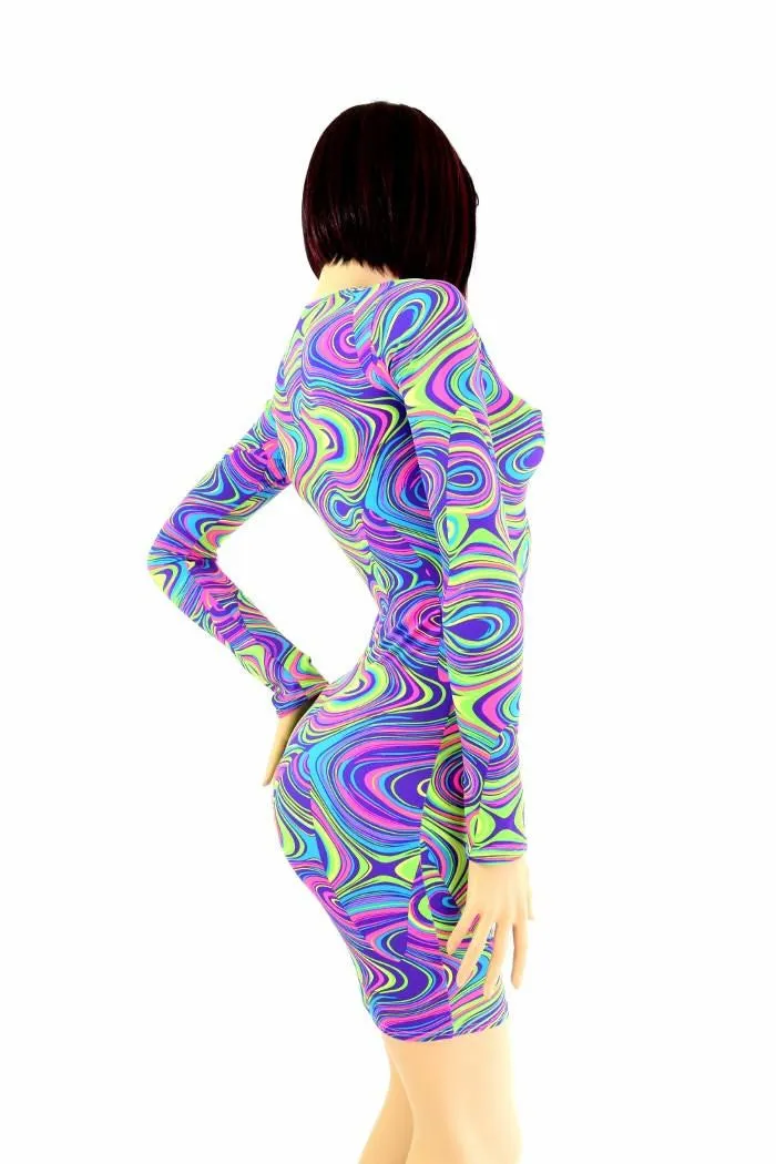 Neon Glow Worm Long Sleeve Dress