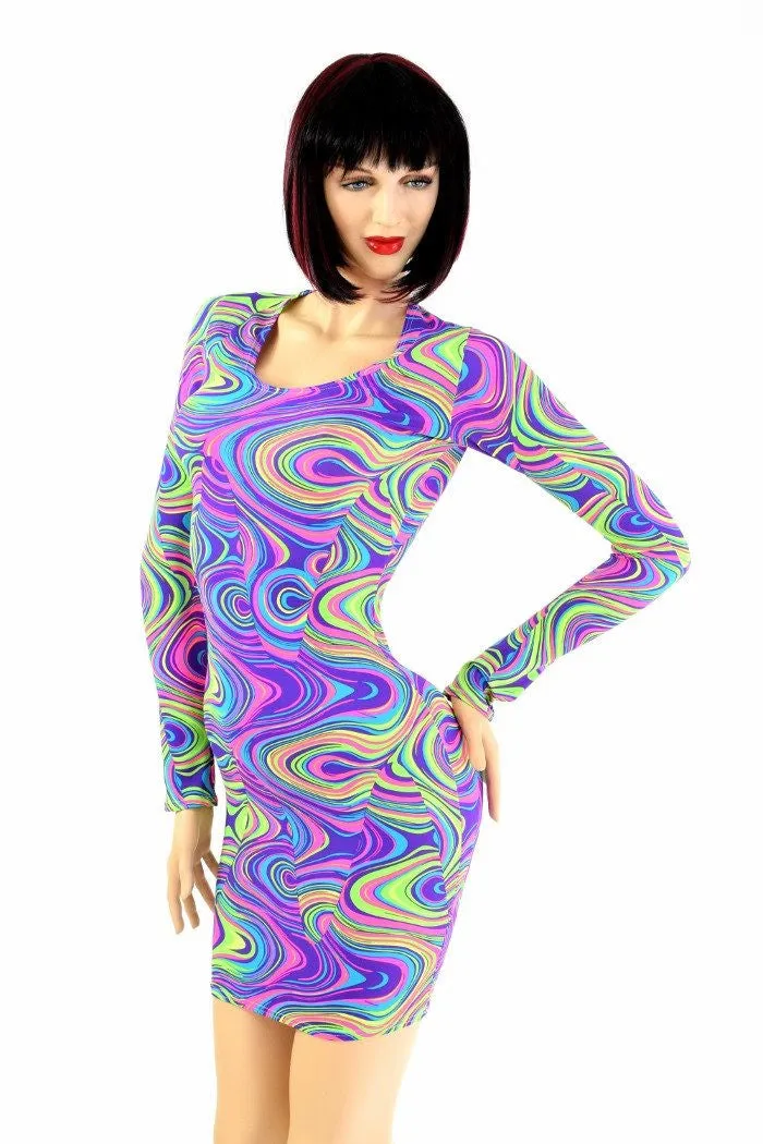 Neon Glow Worm Long Sleeve Dress