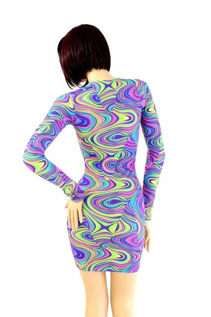 Neon Glow Worm Long Sleeve Dress