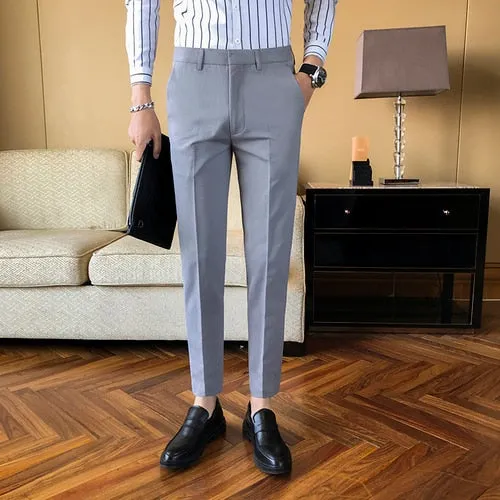 New Business Dress Pants Men Solid Color Office Social Formal Suit Pants Casual Streetwear Wedding Trousers Pantalon Homme