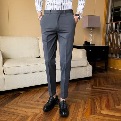 New Business Dress Pants Men Solid Color Office Social Formal Suit Pants Casual Streetwear Wedding Trousers Pantalon Homme