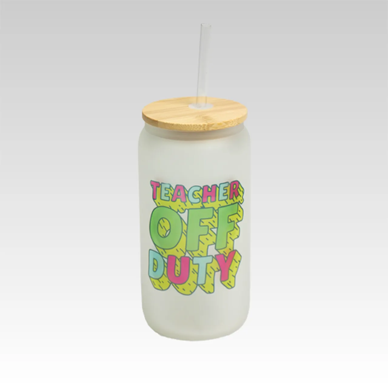 NEW! Frosted Glass Mug with Bamboo Lid & Stainless Steel Straw 13oz