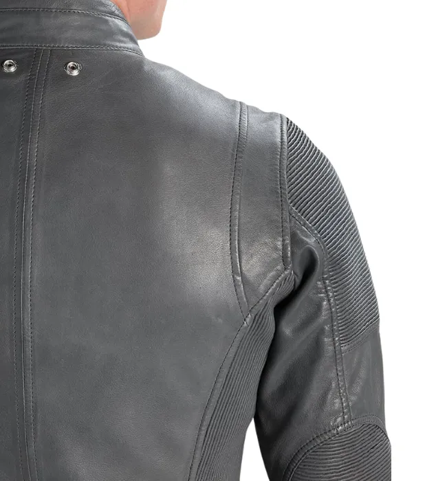 New Grey Cafe Racer Biker Leather Rider Jacket