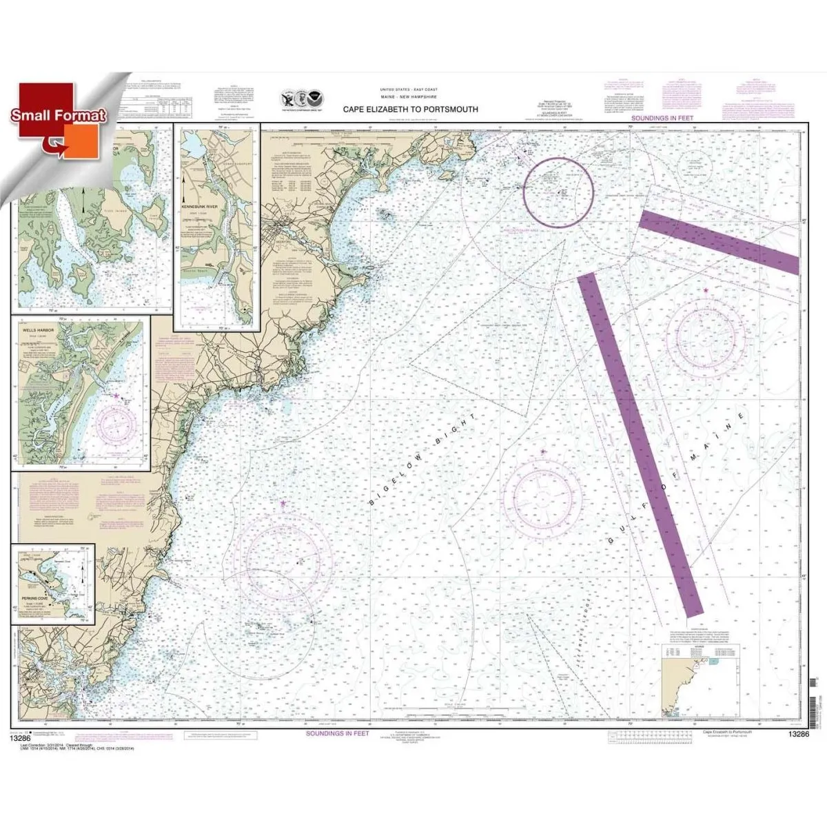 NOAA Chart 13286: Cape Elizabeth to Portsmouth; Cape Porpoise Harbor; Wells Harbor; Kennebunk River; Perkins Cove