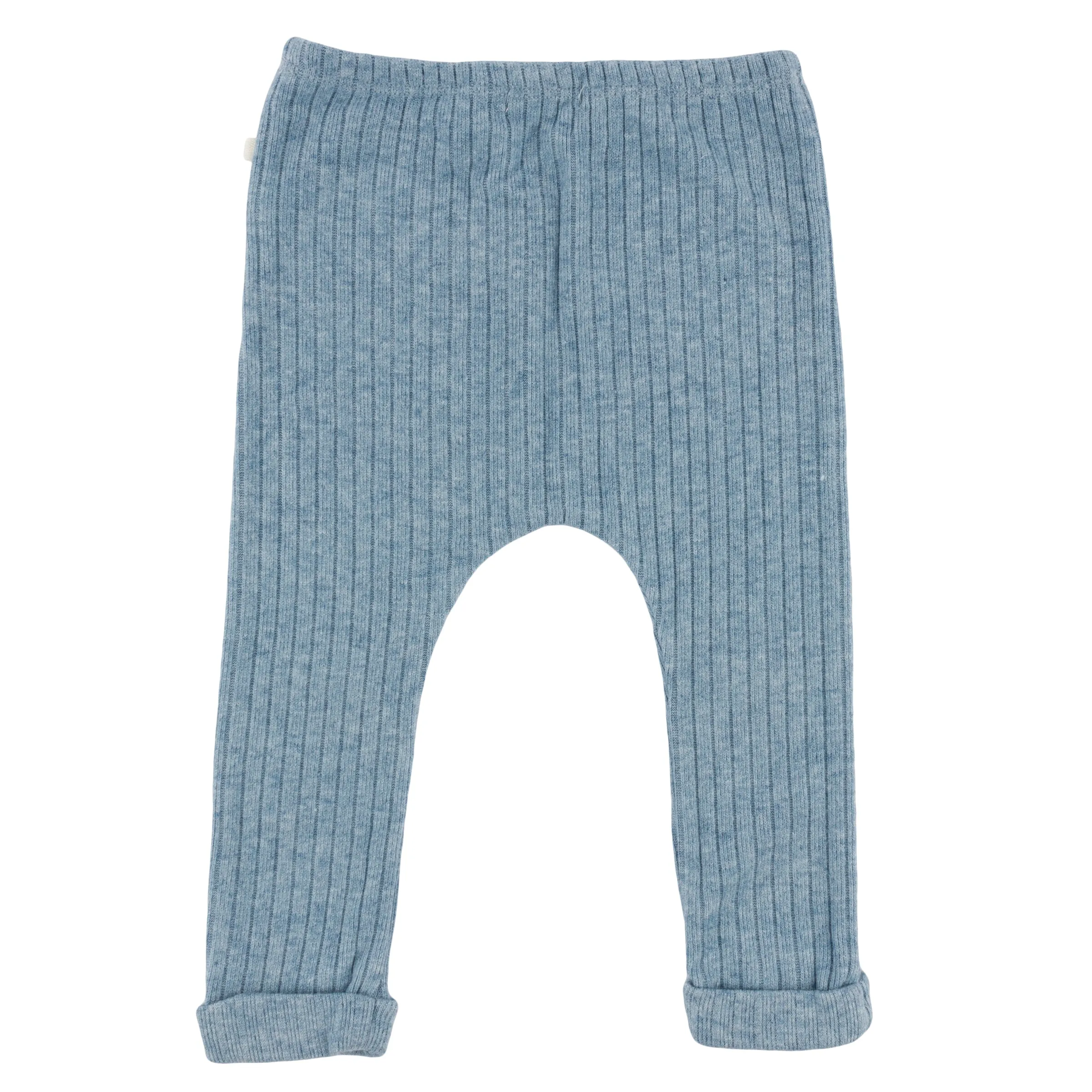 oh baby! Wide Rib Fuzzy Sweater Knit Patch Pant - Denim Heather