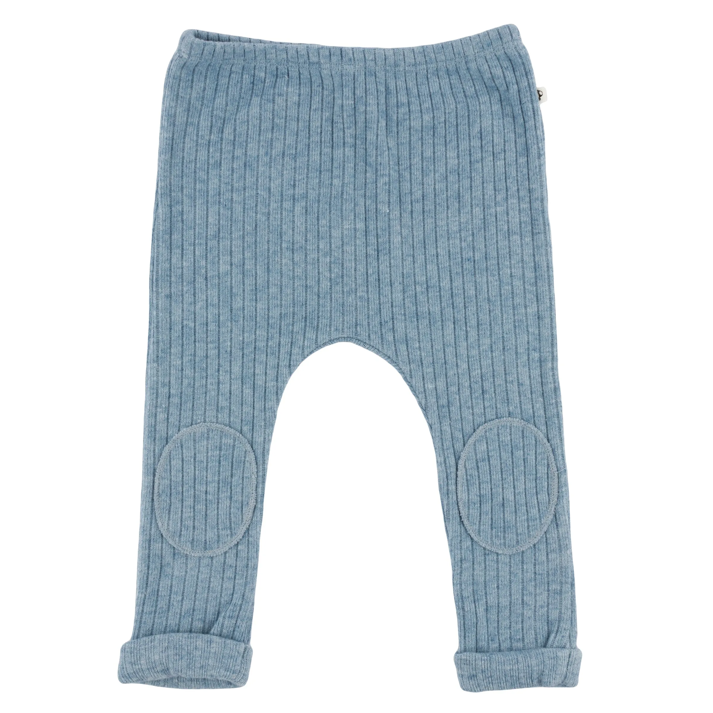 oh baby! Wide Rib Fuzzy Sweater Knit Patch Pant - Denim Heather