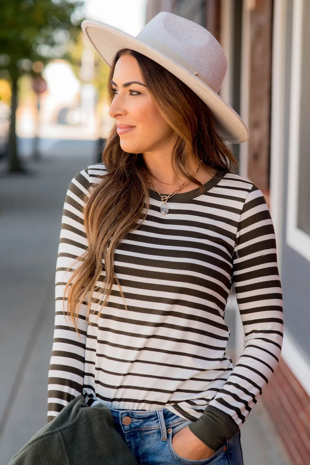 Ombre Striped Long Sleeve Tee