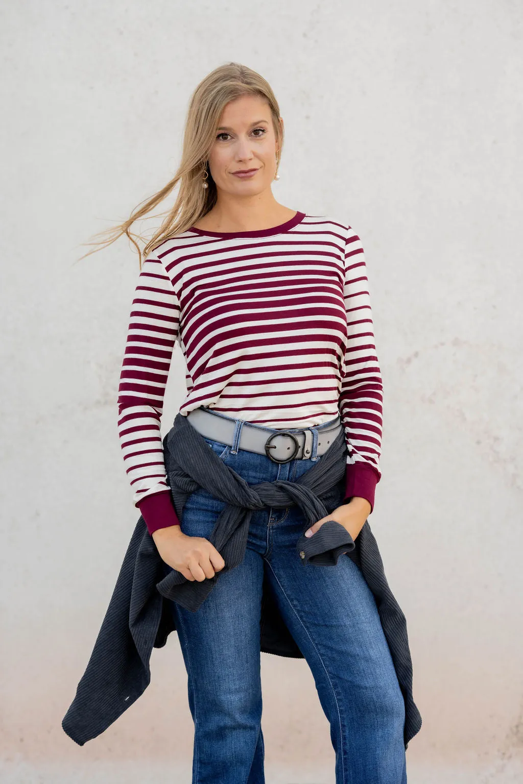 Ombre Striped Long Sleeve Tee