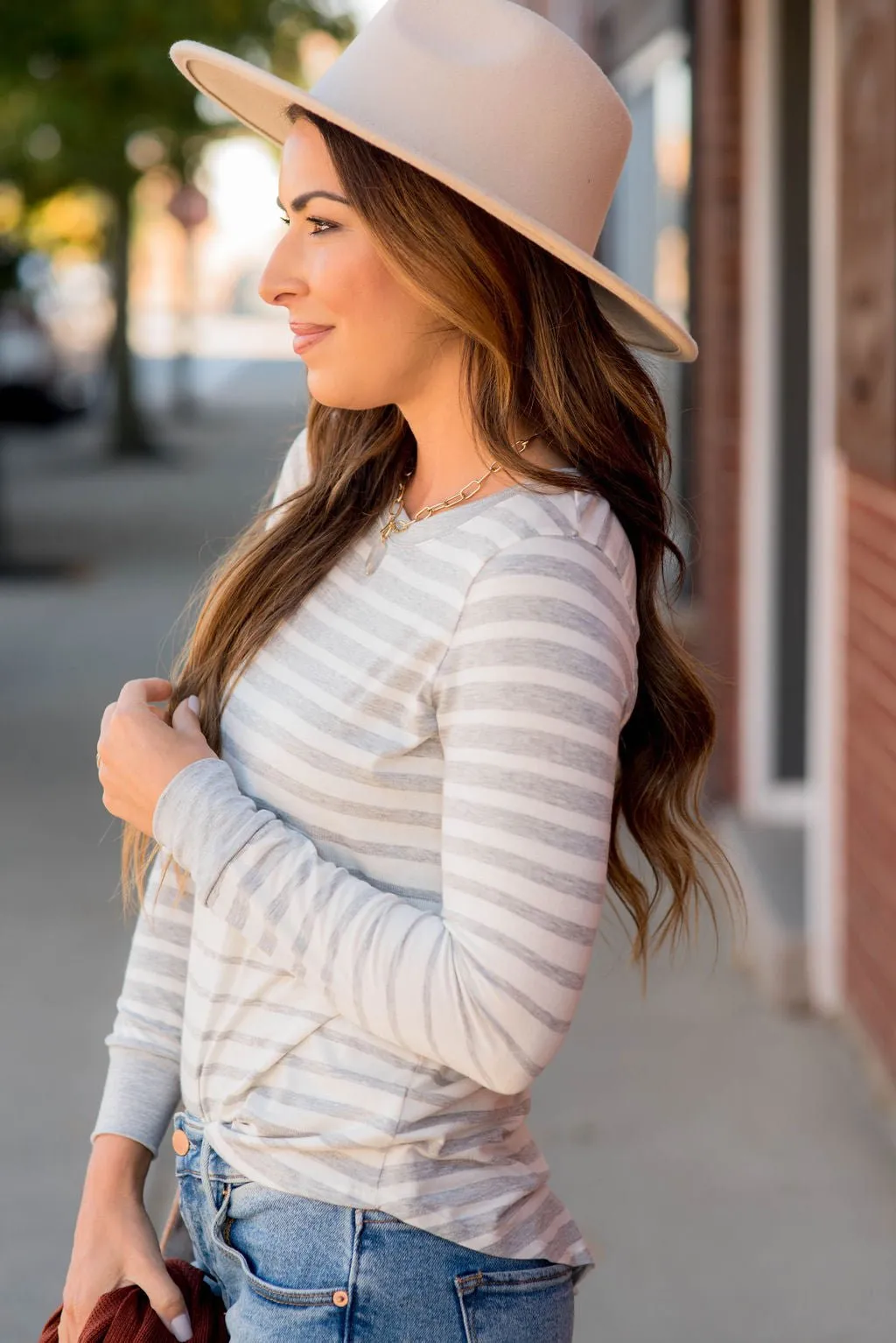 Ombre Striped Long Sleeve Tee