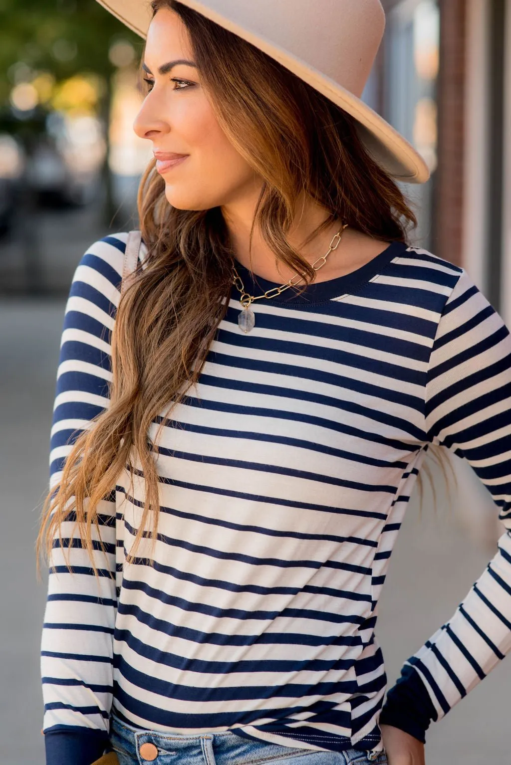 Ombre Striped Long Sleeve Tee